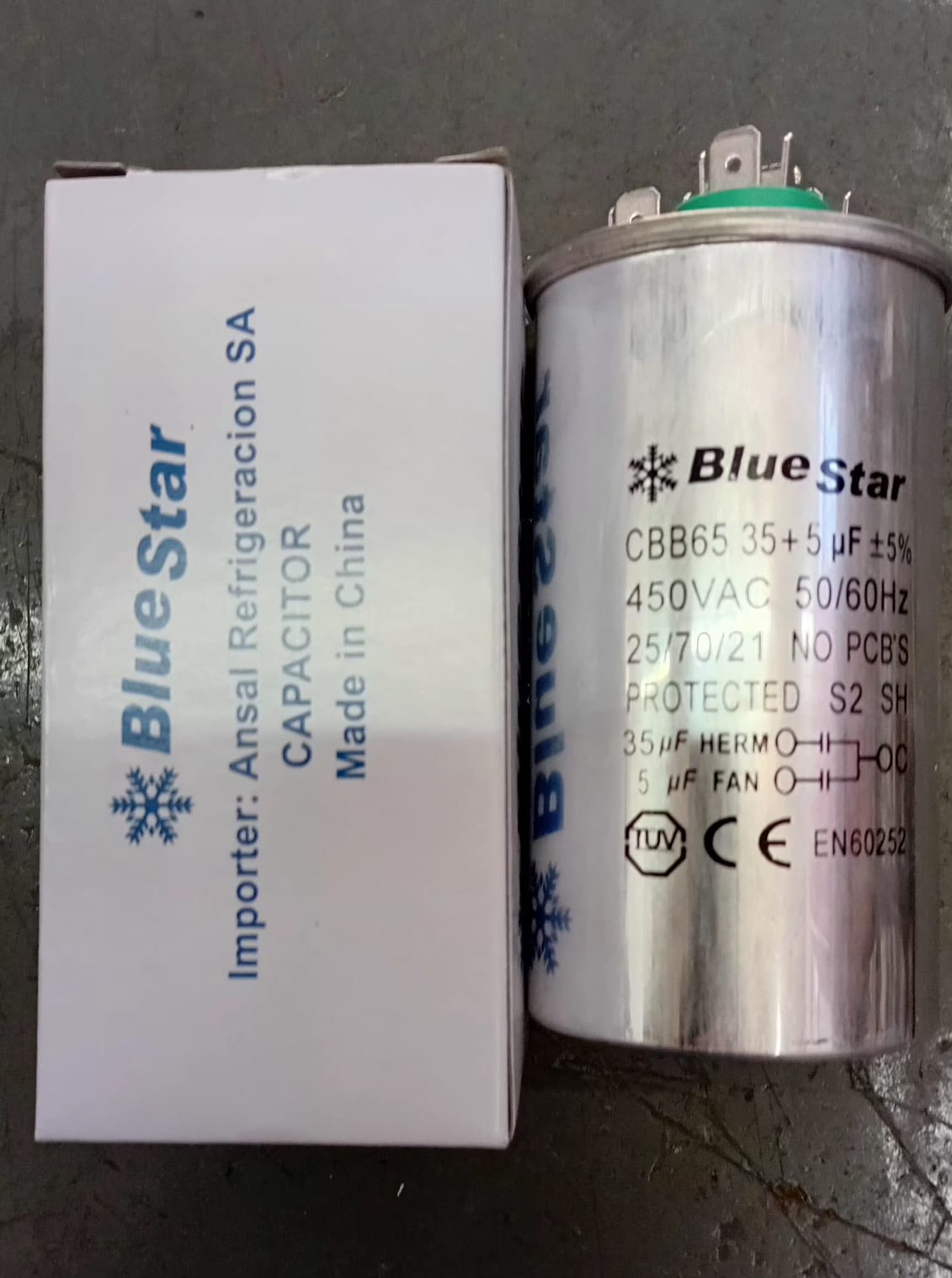 Capacitor dual 35+5 mf bluestar