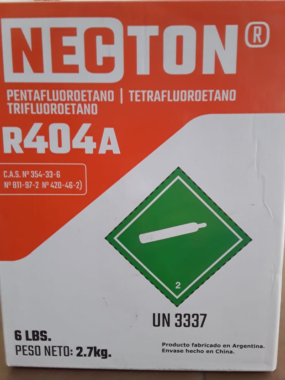 Garrafa de gas R404  de 2.7 kg Necton