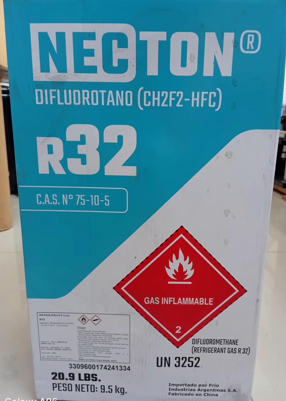 Garrafa de gas R32 de 9.5kg